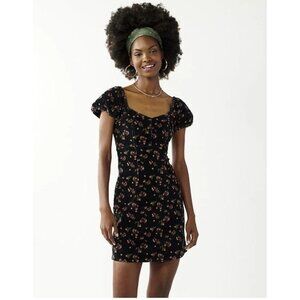 SO Floral Dress Velvet Dark‎ Cottagecore Retro Western Babydoll